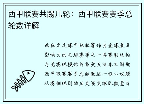 西甲联赛共踢几轮：西甲联赛赛季总轮数详解